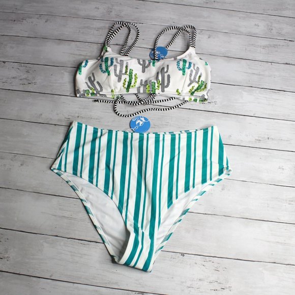 Cupshe Women's Swim Top High Waist Bikini Bottoms Size XL Swimsuit 2 Pc - Picture 3 of 9